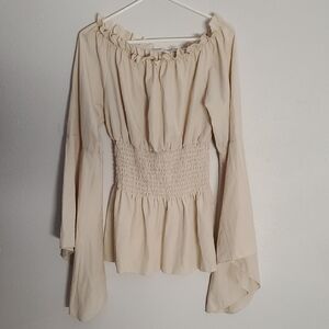 Elegant Cream Off-Shoulder Women's Top